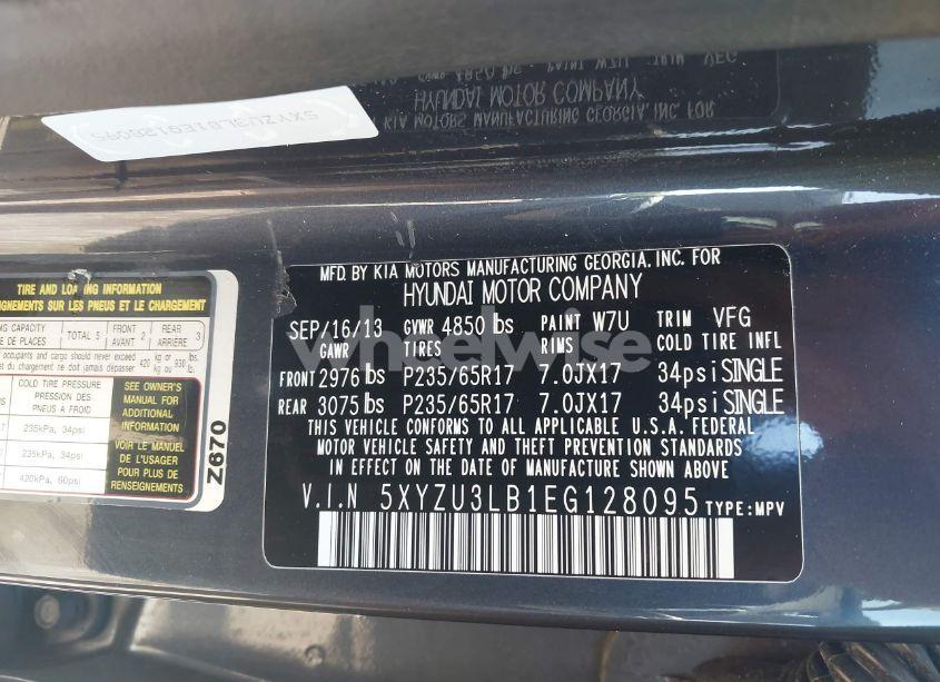 Photo 9 of 2014 Hyundai Santa FE SPORT 2.4L (VIN 5XYZU3LB1EG128095)