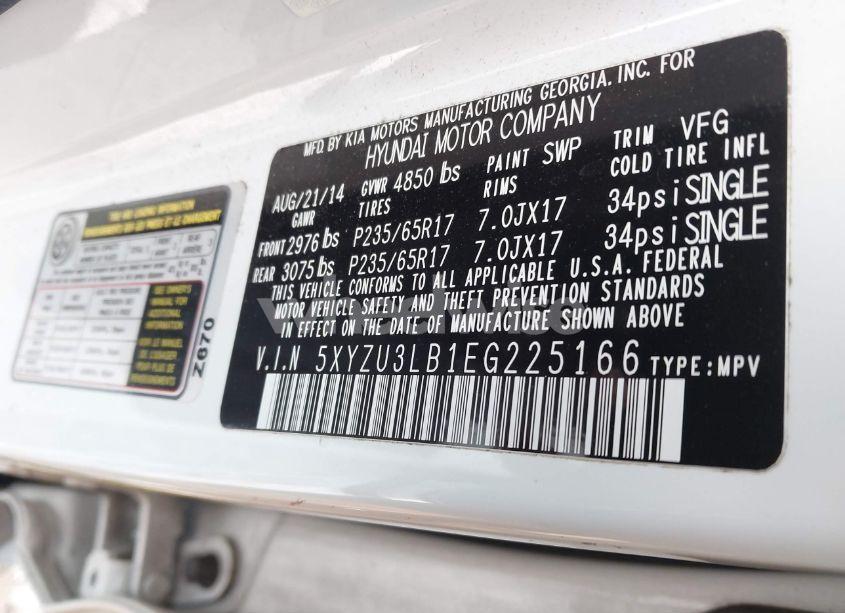 Photo 9 of 2014 Hyundai Santa FE SPORT 2.4L (VIN 5XYZU3LB1EG225166)