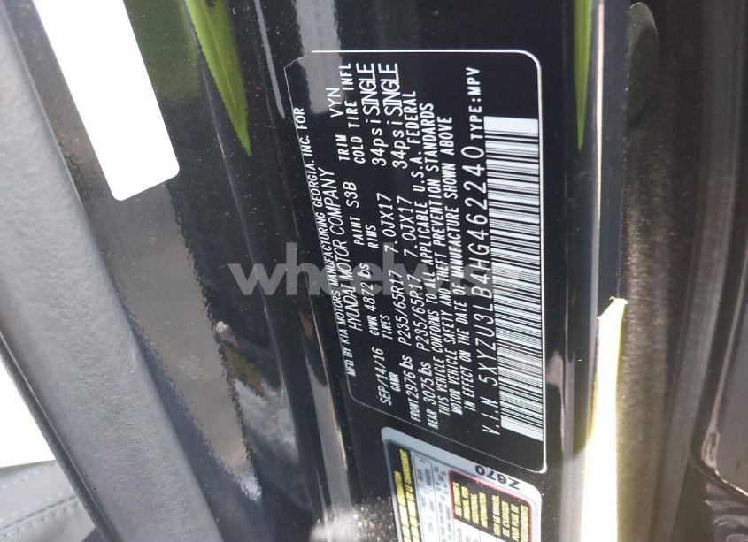 Photo 9 of 2017 Hyundai Santa FE SPORT 2.4L (VIN 5XYZU3LB4HG462240)