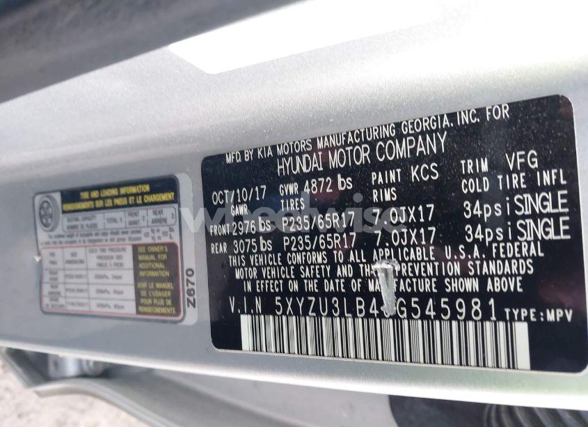 Photo 9 of 2018 Hyundai Santa FE SPORT 2.4L (VIN 5XYZU3LB4JG545981)