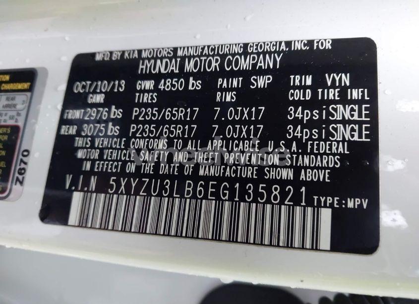 Photo 9 of 2014 Hyundai Santa FE SPORT 2.4L (VIN 5XYZU3LB6EG135821)