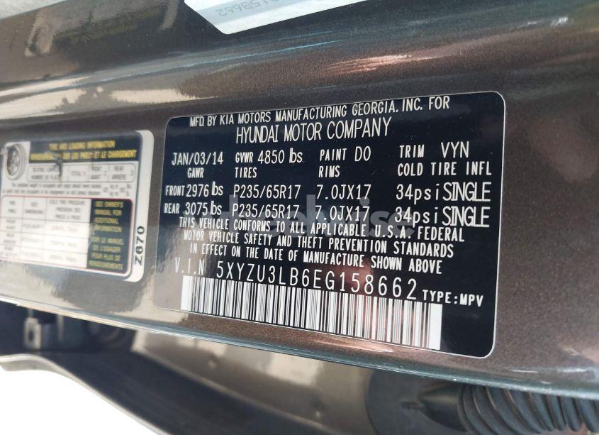 Photo 9 of 2014 Hyundai Santa FE SPORT 2.4L (VIN 5XYZU3LB6EG158662)