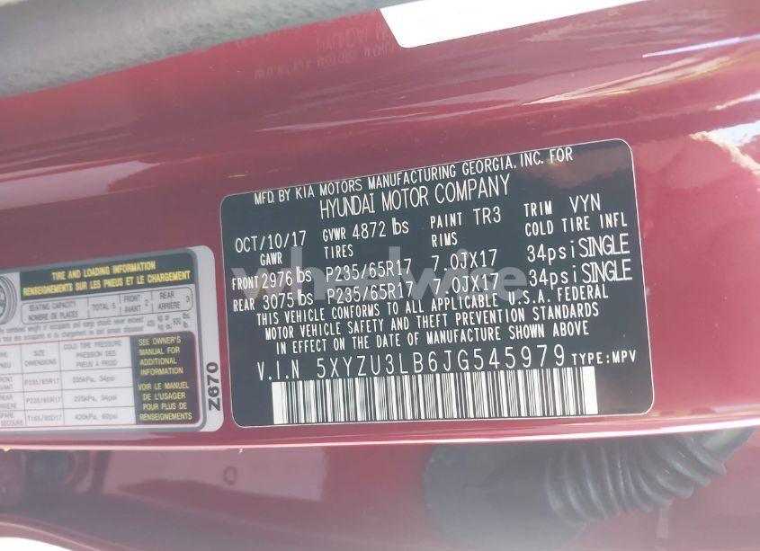 Photo 9 of 2018 Hyundai Santa FE SPORT 2.4L (VIN 5XYZU3LB6JG545979)