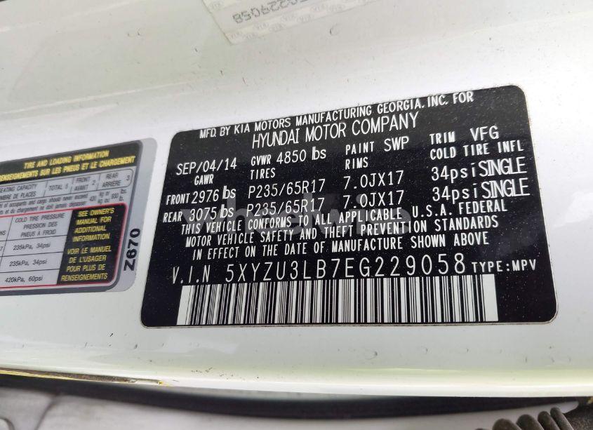 Photo 9 of 2014 Hyundai Santa FE SPORT 2.4L (VIN 5XYZU3LB7EG229058)