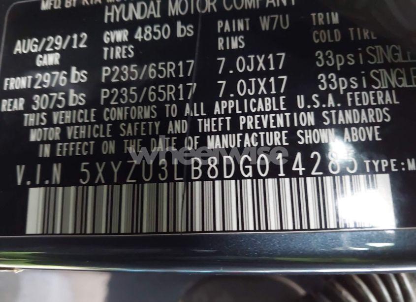 Photo 9 of 2013 Hyundai Santa FE SPORT (VIN 5XYZU3LB8DG014285)