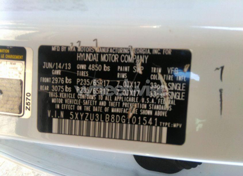 Photo 8 of 2013 Hyundai Santa FE SPORT (VIN 5XYZU3LB8DG101541)