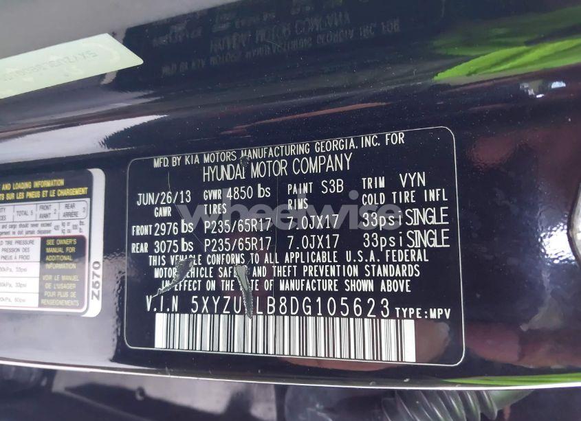 Photo 9 of 2013 Hyundai Santa FE SPORT (VIN 5XYZU3LB8DG105623)