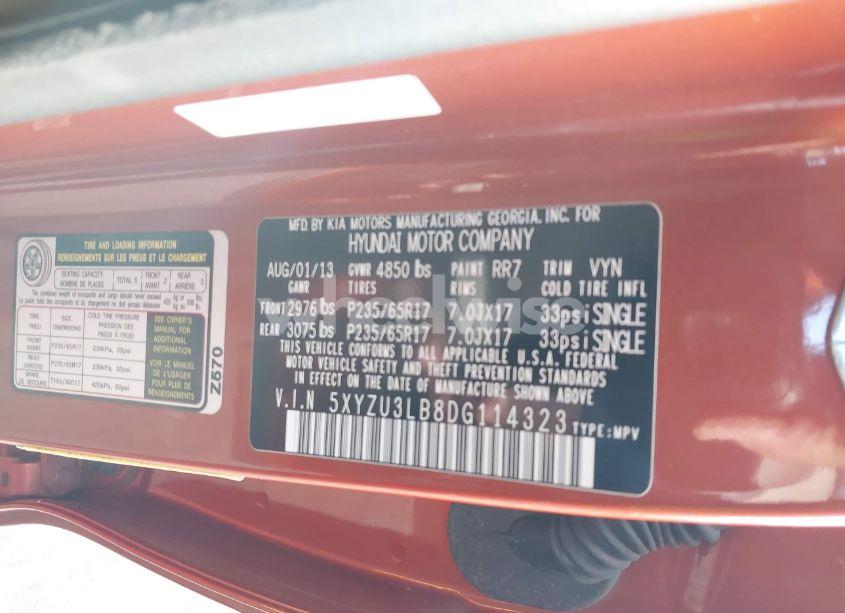 Photo 9 of 2013 Hyundai Santa FE SPORT (VIN 5XYZU3LB8DG114323)