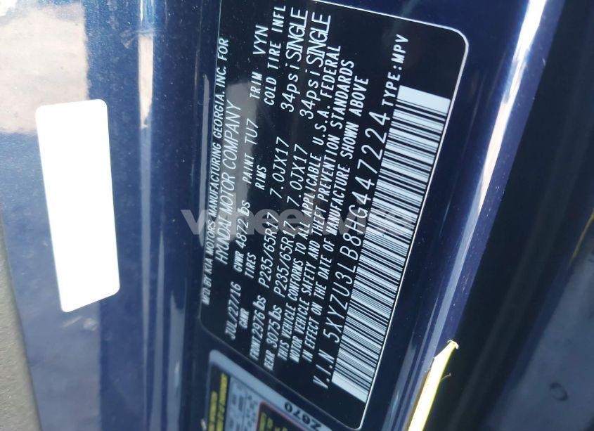 Photo 9 of 2017 Hyundai Santa FE SPORT 2.4L (VIN 5XYZU3LB8HG447224)