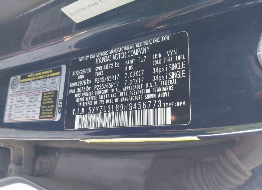 Photo 9 of 2017 Hyundai Santa FE SPORT 2.4L (VIN 5XYZU3LB9HG456773)