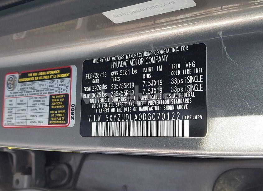 Photo 9 of 2013 Hyundai Santa FE SPORT 2.0T (VIN 5XYZUDLA0DG070122)