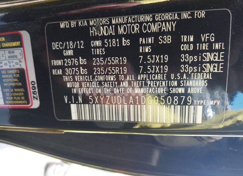 Photo 9 of 2013 Hyundai Santa FE SPORT 2.0T (VIN 5XYZUDLA1DG050879)