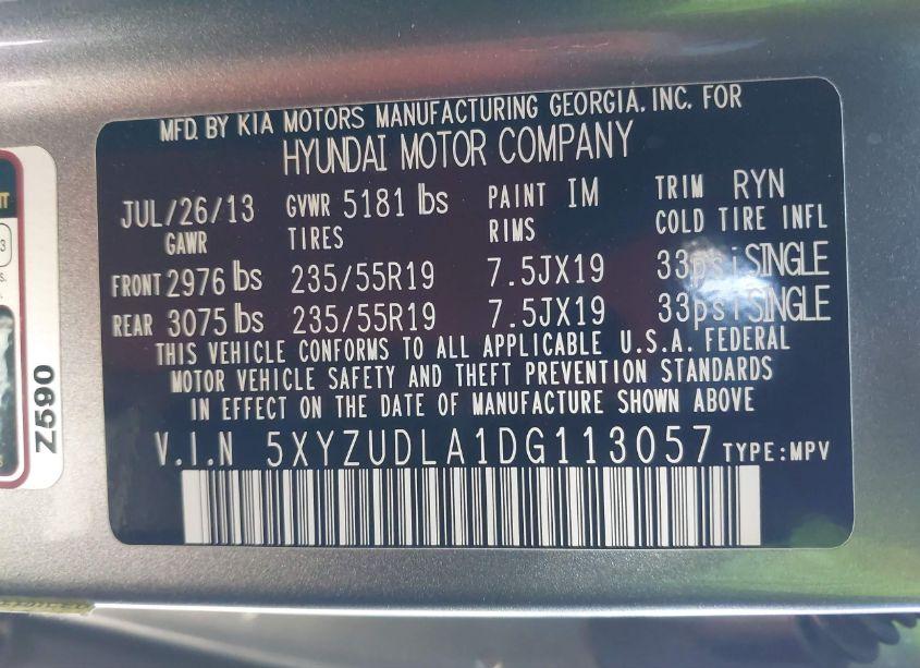 Photo 9 of 2013 Hyundai Santa FE SPORT 2.0T (VIN 5XYZUDLA1DG113057)