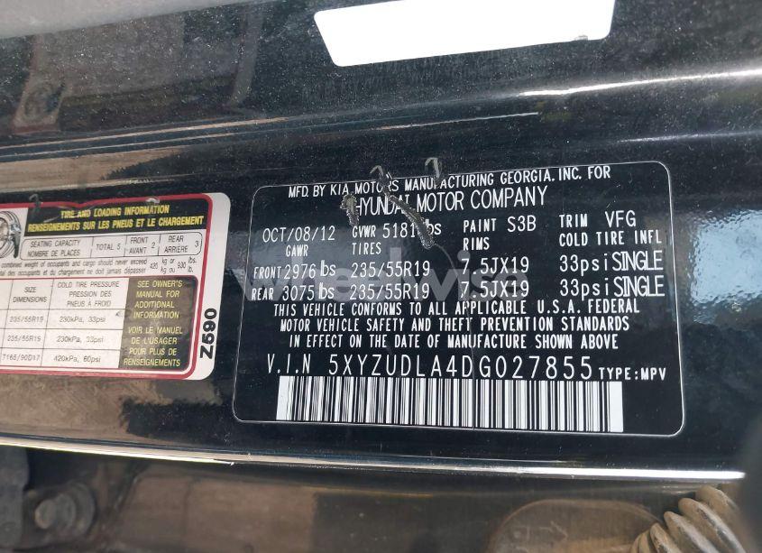 Photo 9 of 2013 Hyundai Santa FE SPORT 2.0T (VIN 5XYZUDLA4DG027855)