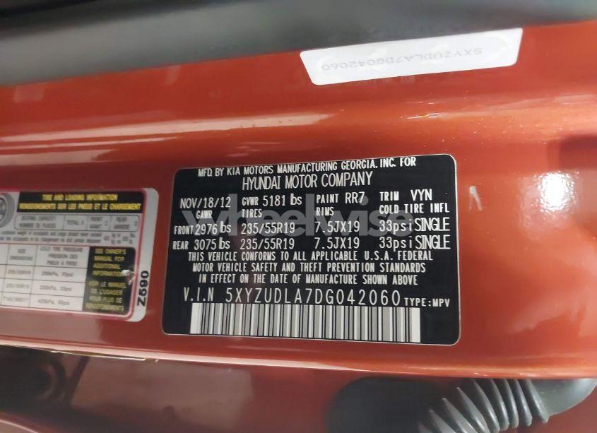 Photo 9 of 2013 Hyundai Santa FE SPORT 2.0T (VIN 5XYZUDLA7DG042060)