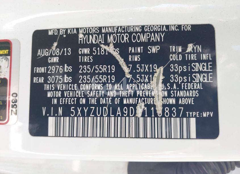 Photo 9 of 2013 Hyundai Santa FE SPORT 2.0T (VIN 5XYZUDLA9DG116837)