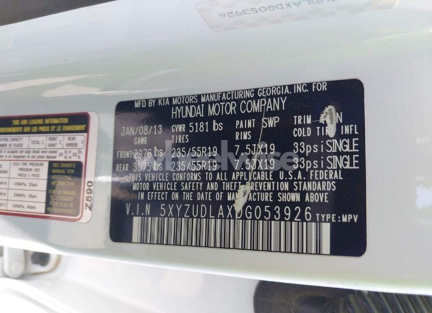 Photo 9 of 2013 Hyundai Santa FE SPORT 2.0T (VIN 5XYZUDLAXDG053926)