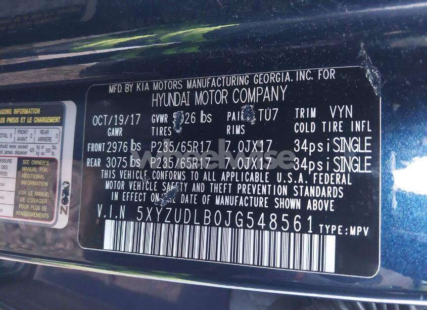 Photo 9 of 2018 Hyundai Santa FE SPORT 2.4L (VIN 5XYZUDLB0JG548561)