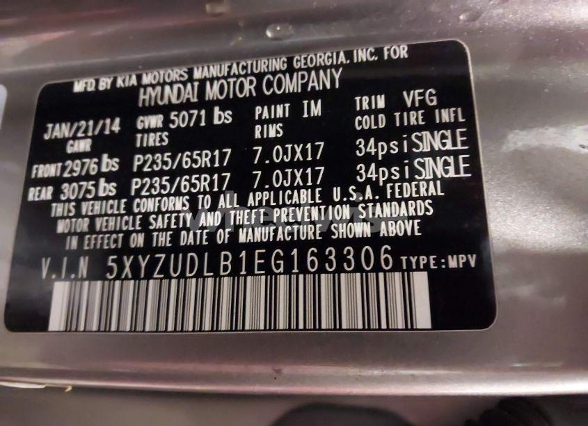 Photo 9 of 2014 Hyundai Santa FE SPORT 2.4L (VIN 5XYZUDLB1EG163306)