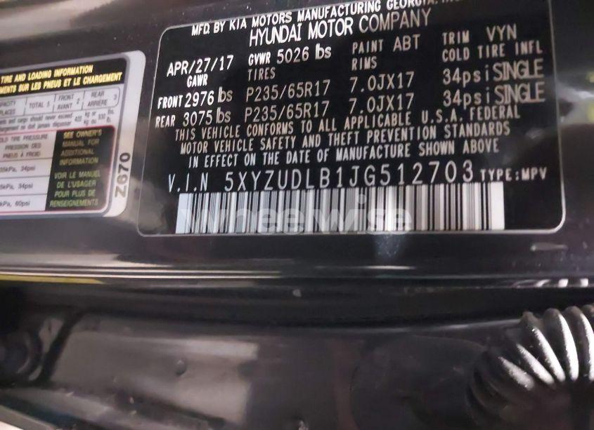 Photo 9 of 2018 Hyundai Santa FE SPORT 2.4L (VIN 5XYZUDLB1JG512703)