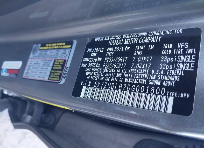 Photo 9 of 2013 Hyundai Santa FE SPORT (VIN 5XYZUDLB2DG001800)