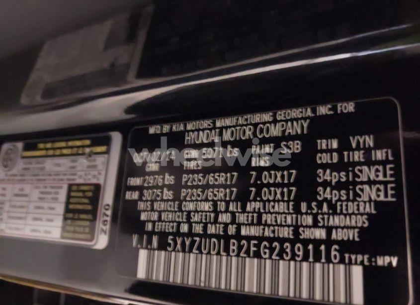 Photo 9 of 2015 Hyundai Santa FE SPORT 2.4L (VIN 5XYZUDLB2FG239116)