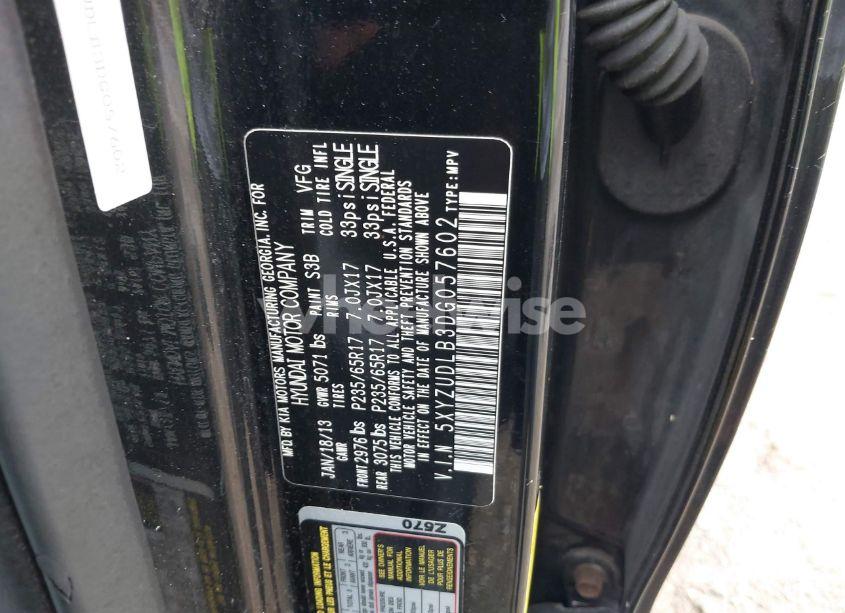 Photo 9 of 2013 Hyundai Santa FE SPORT (VIN 5XYZUDLB3DG057602)