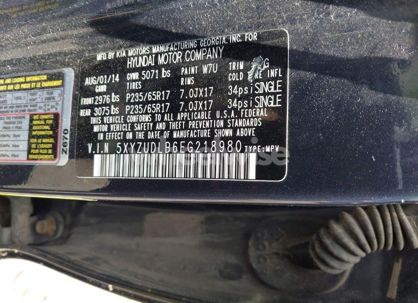 Photo 9 of 2014 Hyundai Santa FE SPORT 2.4L (VIN 5XYZUDLB6EG218980)