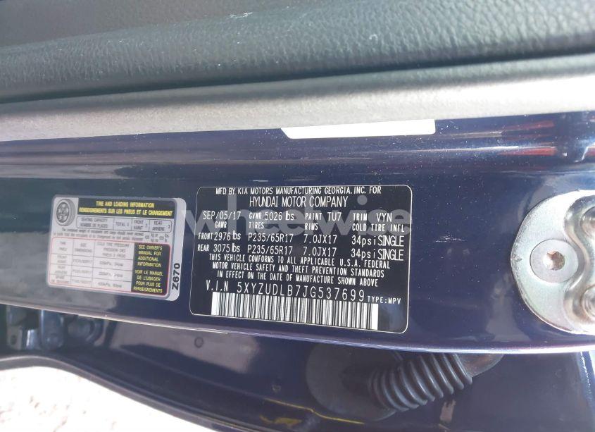 Photo 9 of 2018 Hyundai Santa FE SPORT 2.4L (VIN 5XYZUDLB7JG537699)