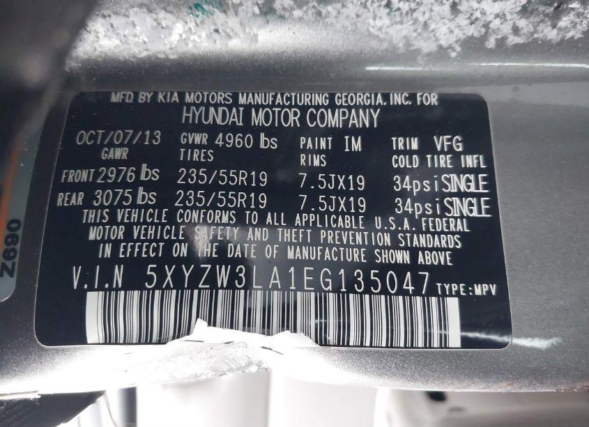 Photo 9 of 2014 Hyundai Santa FE SPORT 2.0L TURBO (VIN 5XYZW3LA1EG135047)