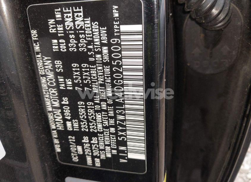 Photo 9 of 2013 Hyundai Santa FE SPORT 2.0T (VIN 5XYZW3LA4DG025009)