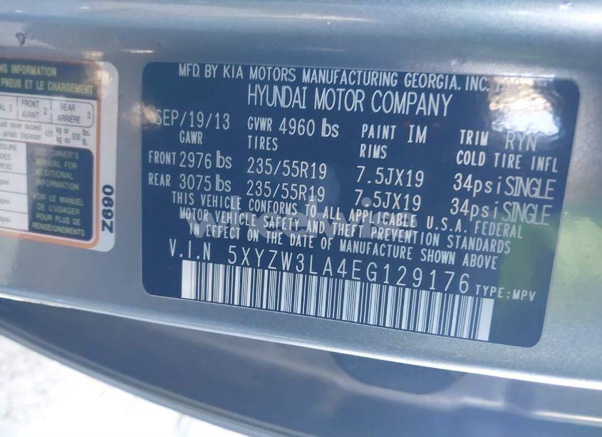 Photo 9 of 2014 Hyundai Santa FE SPORT 2.0L TURBO (VIN 5XYZW3LA4EG129176)