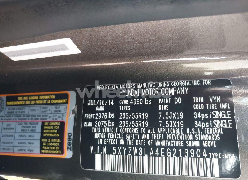 Photo 9 of 2014 Hyundai Santa FE SPORT 2.0L TURBO (VIN 5XYZW3LA4EG213904)