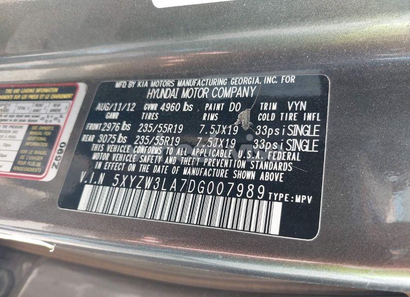 Photo 9 of 2013 Hyundai Santa FE SPORT 2.0T (VIN 5XYZW3LA7DG007989)