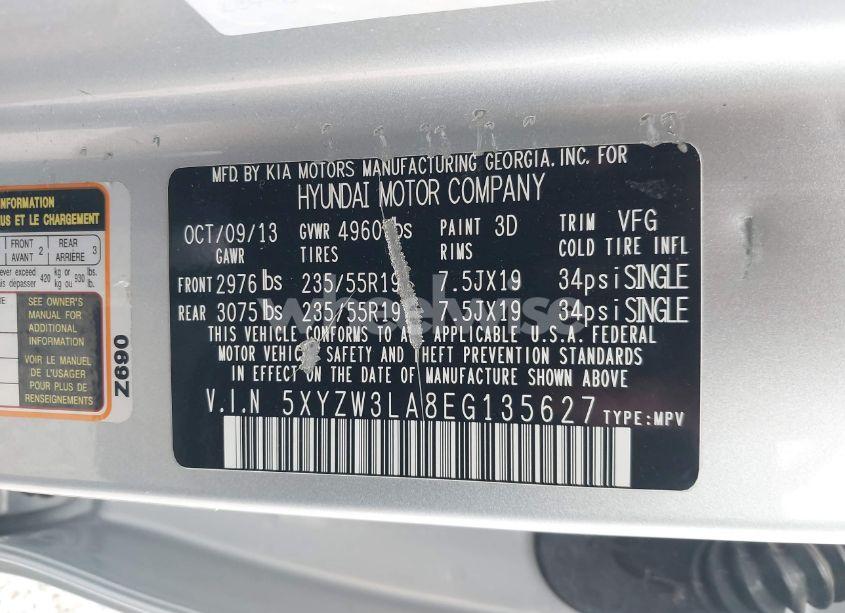 Photo 9 of 2014 Hyundai Santa FE SPORT 2.0L TURBO (VIN 5XYZW3LA8EG135627)