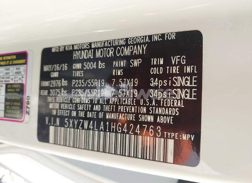 Photo 9 of 2017 Hyundai Santa FE SPORT 2.0T ULTIMATE (VIN 5XYZW4LA1HG424763)