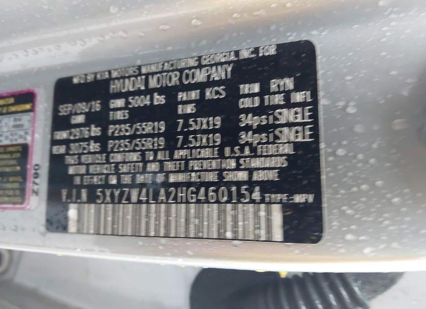 Photo 9 of 2017 Hyundai Santa FE SPORT 2.0T ULTIMATE (VIN 5XYZW4LA2HG460154)