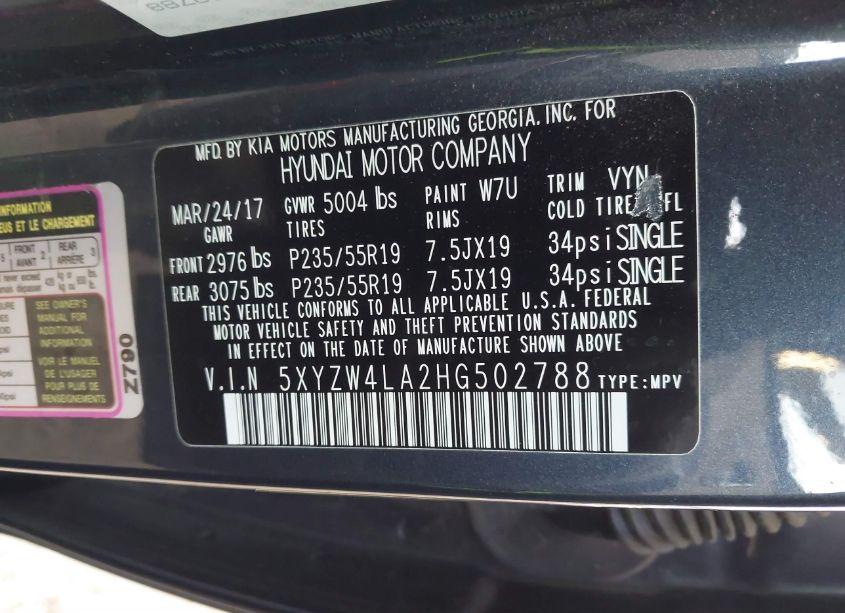 Photo 9 of 2017 Hyundai Santa FE SPORT 2.0T ULTIMATE (VIN 5XYZW4LA2HG502788)