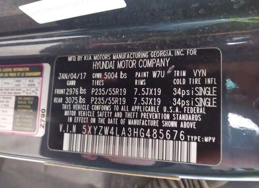 Photo 9 of 2017 Hyundai Santa FE SPORT 2.0T ULTIMATE (VIN 5XYZW4LA3HG485676)