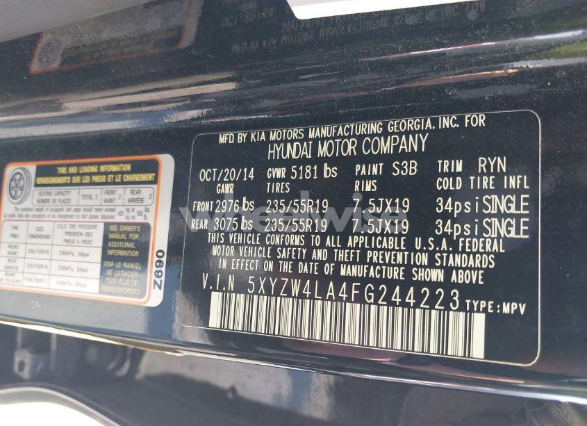 Photo 9 of 2015 Hyundai Santa FE SPORT 2.0L TURBO (VIN 5XYZW4LA4FG244223)