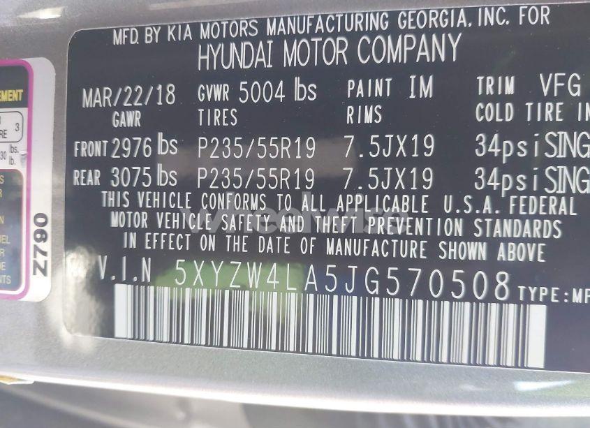 Photo 9 of 2018 Hyundai Santa FE SPORT 2.0T ULTIMATE (VIN 5XYZW4LA5JG570508)