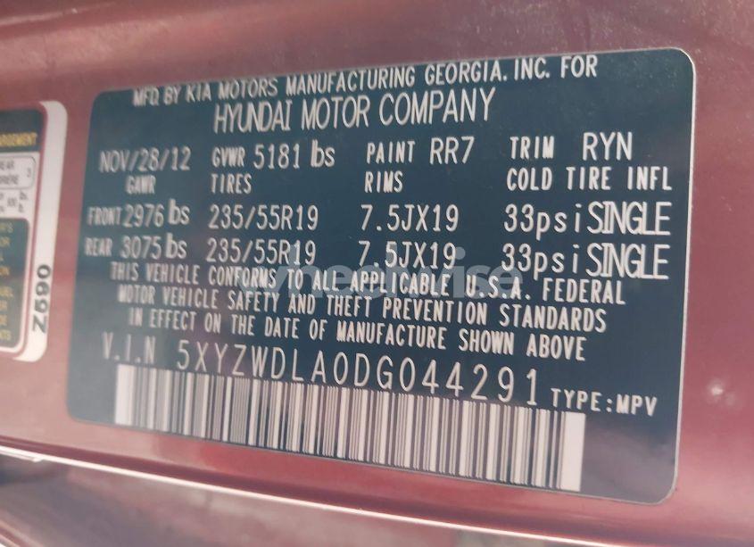 Photo 9 of 2013 Hyundai Santa FE SPORT 2.0T (VIN 5XYZWDLA0DG044291)