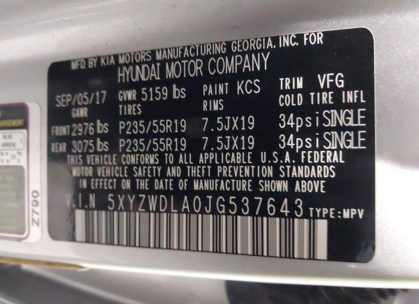 Photo 9 of 2018 Hyundai Santa FE SPORT 2.0T ULTIMATE (VIN 5XYZWDLA0JG537643)