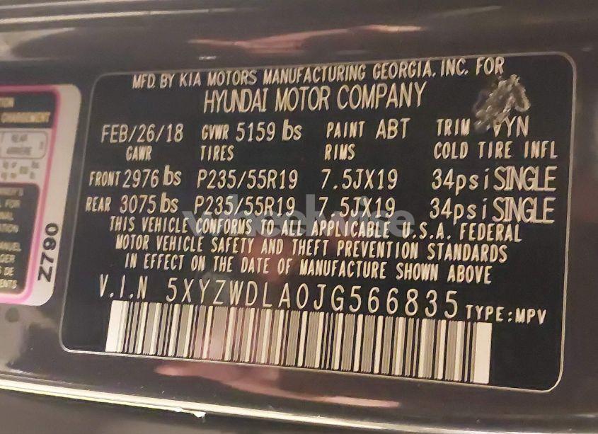 Photo 9 of 2018 Hyundai Santa FE SPORT 2.0T ULTIMATE (VIN 5XYZWDLA0JG566835)