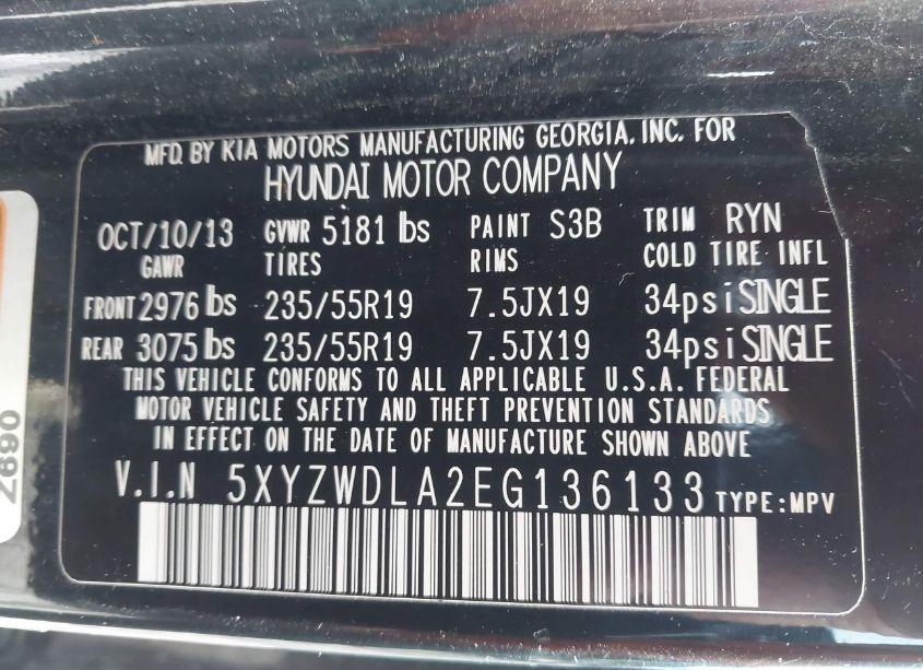Photo 9 of 2014 Hyundai Santa FE SPORT 2.0L TURBO (VIN 5XYZWDLA2EG136133)
