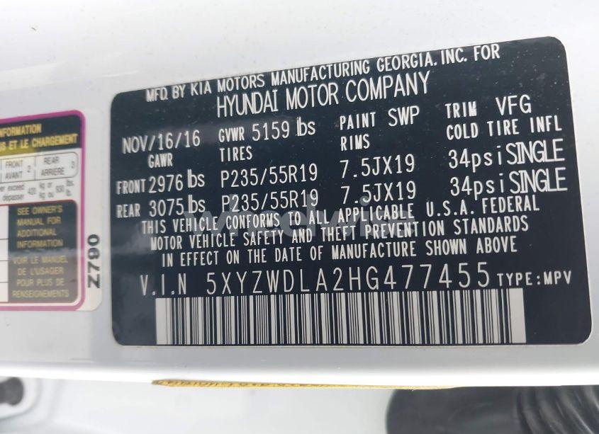 Photo 9 of 2017 Hyundai Santa FE SPORT 2.0T ULTIMATE (VIN 5XYZWDLA2HG477455)