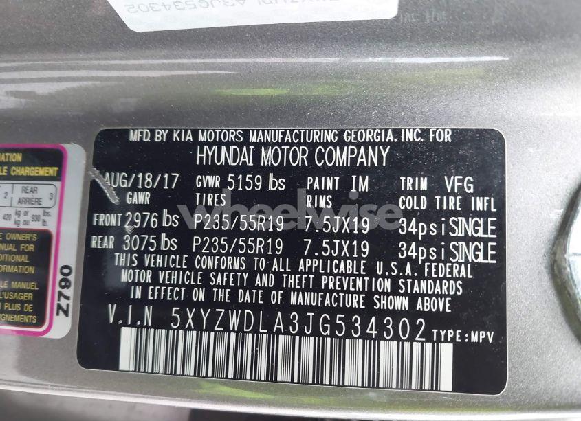 Photo 9 of 2018 Hyundai Santa FE SPORT 2.0T ULTIMATE (VIN 5XYZWDLA3JG534302)