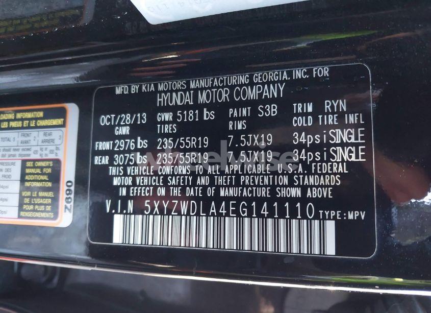 Photo 9 of 2014 Hyundai Santa FE SPORT 2.0L TURBO (VIN 5XYZWDLA4EG141110)