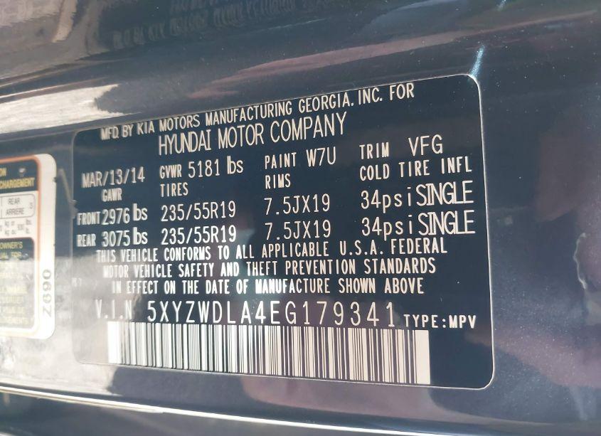 Photo 9 of 2014 Hyundai Santa FE SPORT 2.0L TURBO (VIN 5XYZWDLA4EG179341)