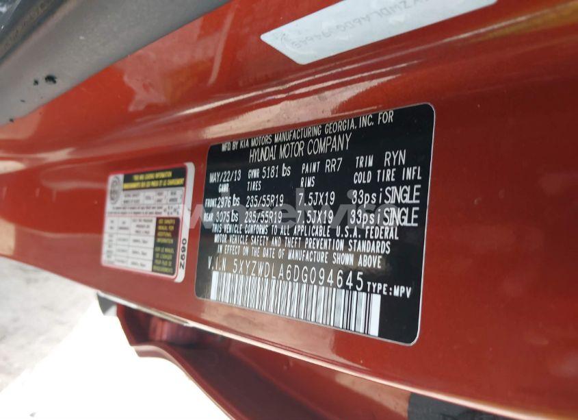 Photo 9 of 2013 Hyundai Santa FE SPORT 2.0T (VIN 5XYZWDLA6DG094645)